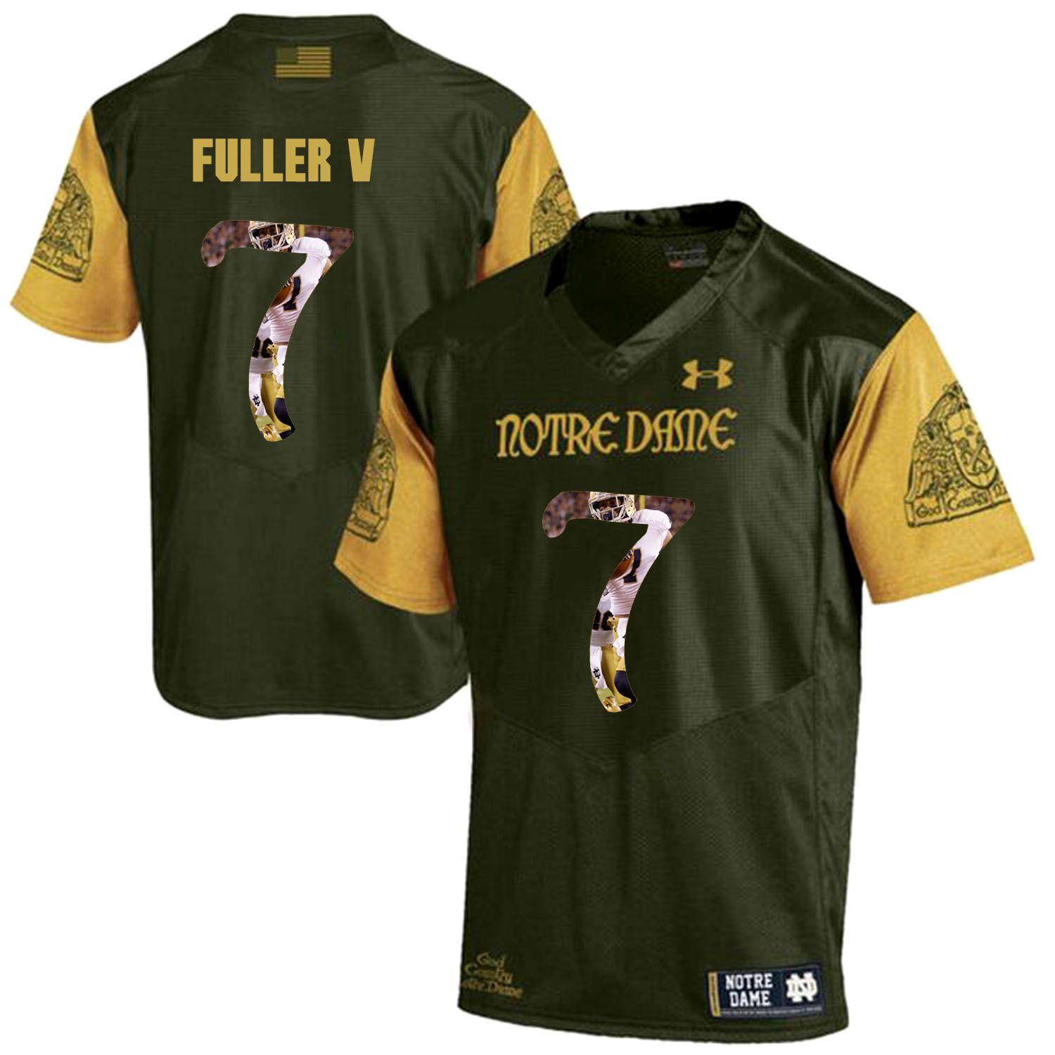Men Norte Dame Fighting Irish #7 Fuller v Green Fashion Edition Customized NCAA Jerseys